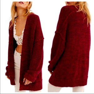 Free People High Hopes Oversized Open Front Knit Red Cardigan ♥ Size S